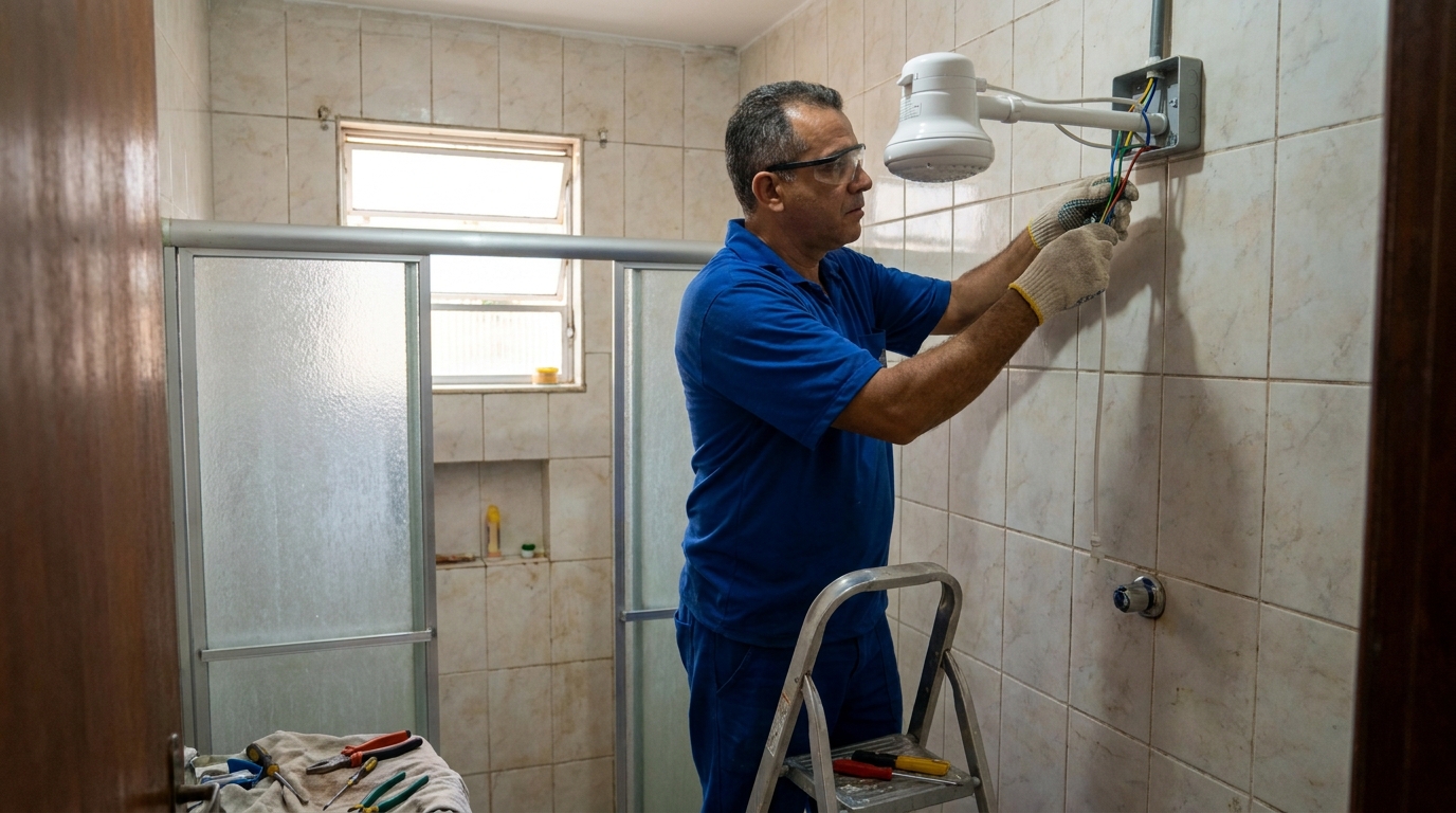 Substituição de Chuveiro Antigo em Vitória‑ES